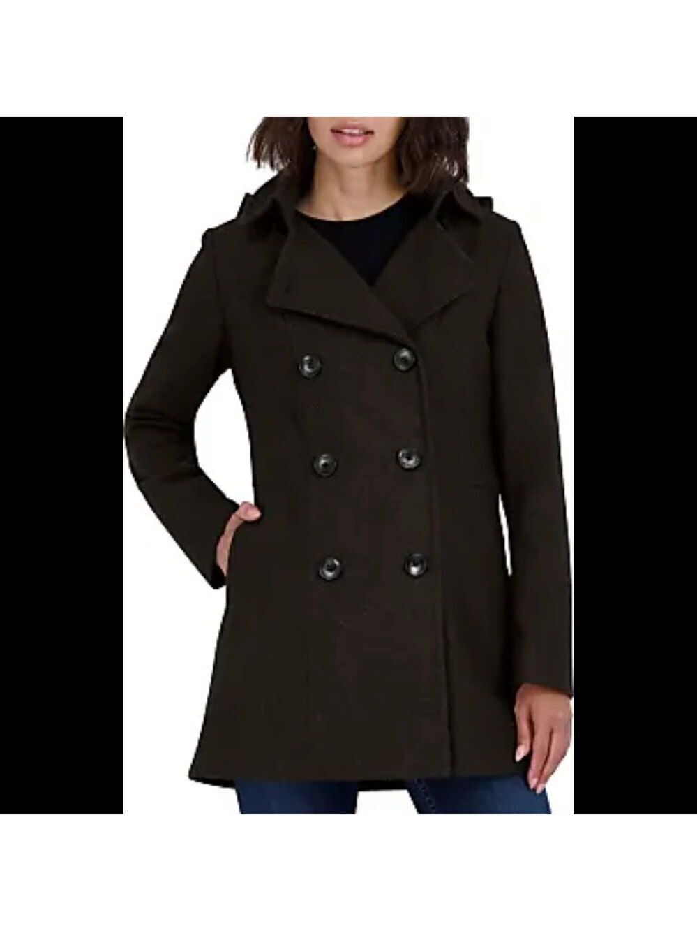 Calvin Klein Brown Wool Double Breasted Peacoat